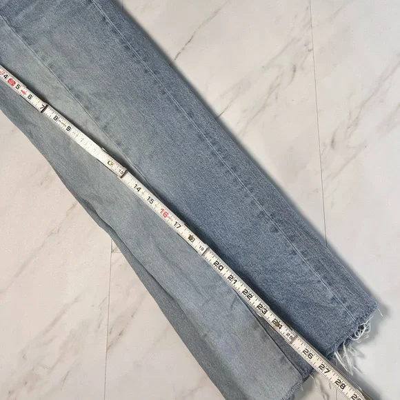 A&F Ultra High Rise The Crop Wide Leg  raw hem Jeans Size 24 - Picture 11 of 12